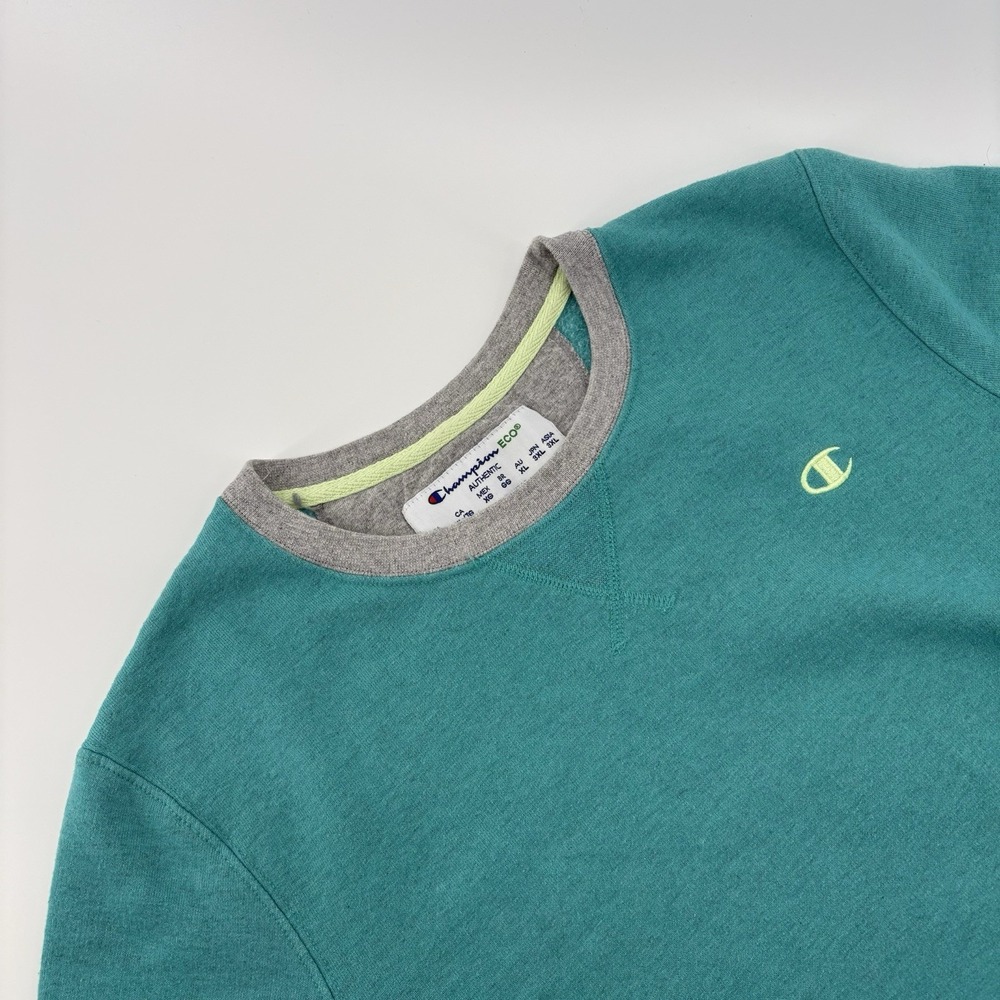 Vintage‎ Champion Eco Pullover Sweatshirt Mens XL Teal Embroidered Logo